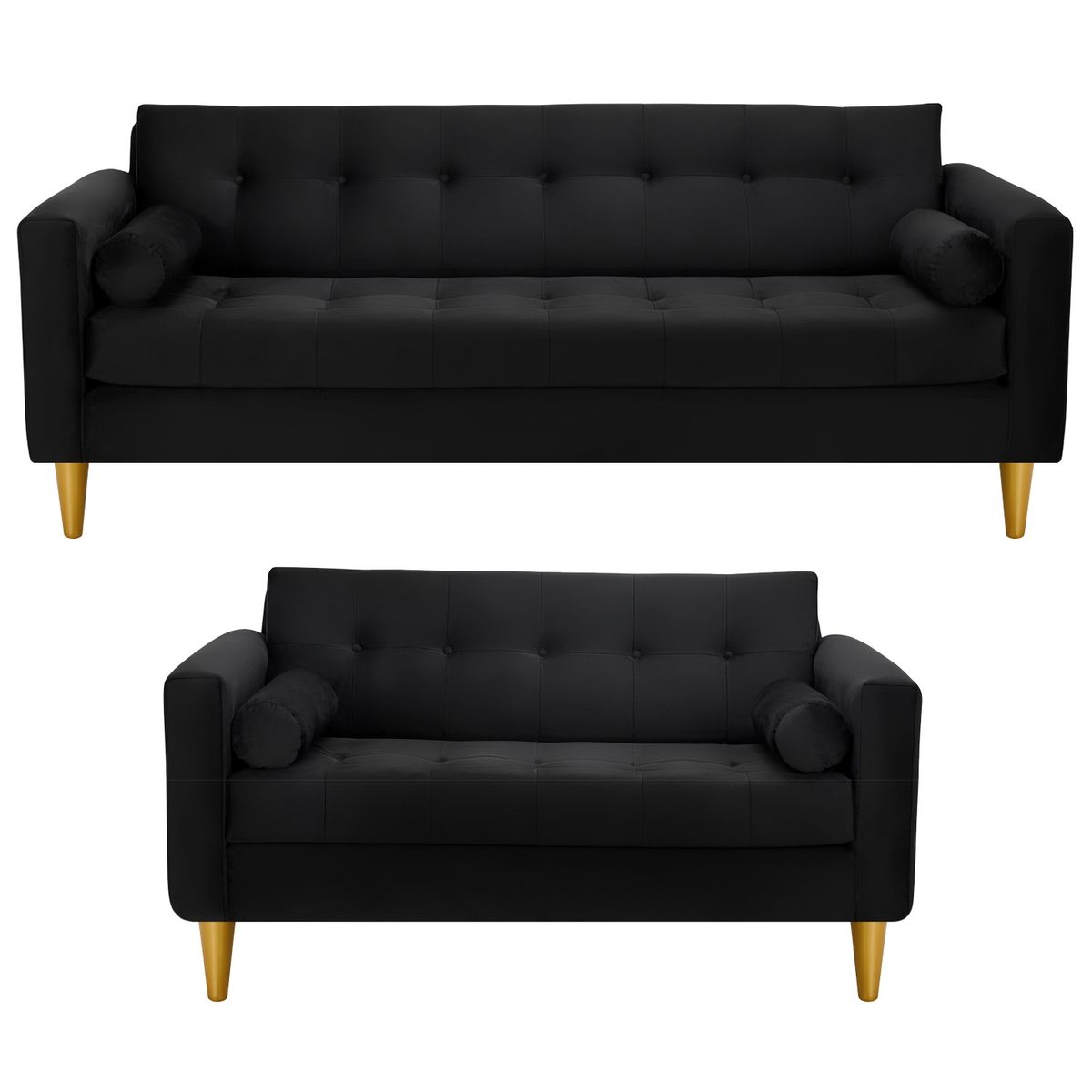 BODEVIR - Sofa Retro 3CG+2C Felpa 01 Negro