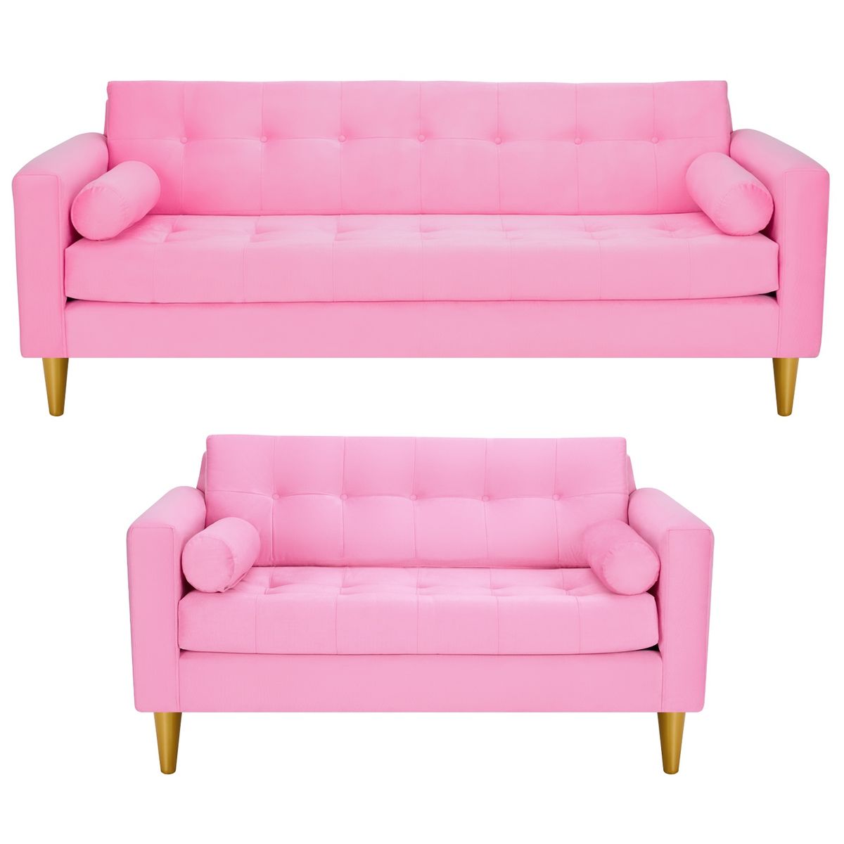 BODEVIR - Sofa Retro 3CG+2C Felpa 01 Rosado
