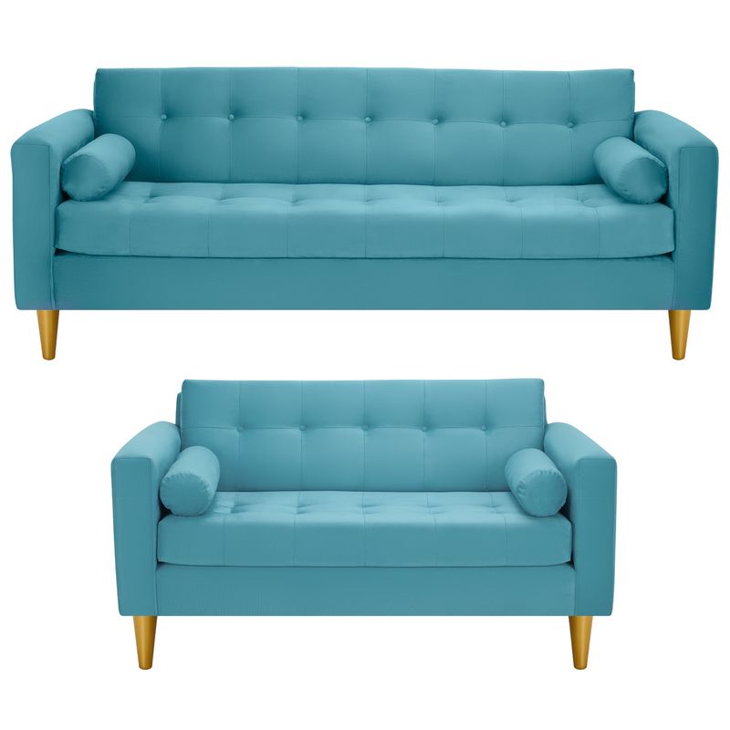 BODEVIR - Sofa Retro 3CG+2C Felpa 01 Turquesa