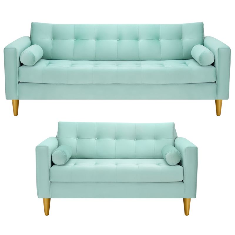 BODEVIR - Sofa Retro 3CG+2C Felpa 01 Verde Agua