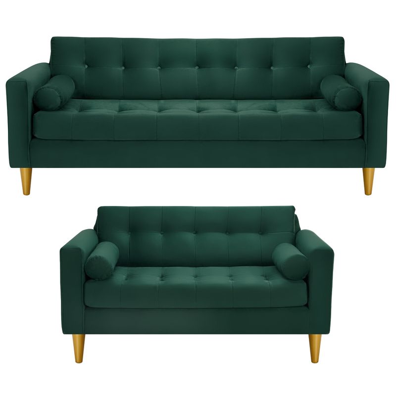 BODEVIR - Sofa Retro 3CG+2C Felpa 01 Verde Botella