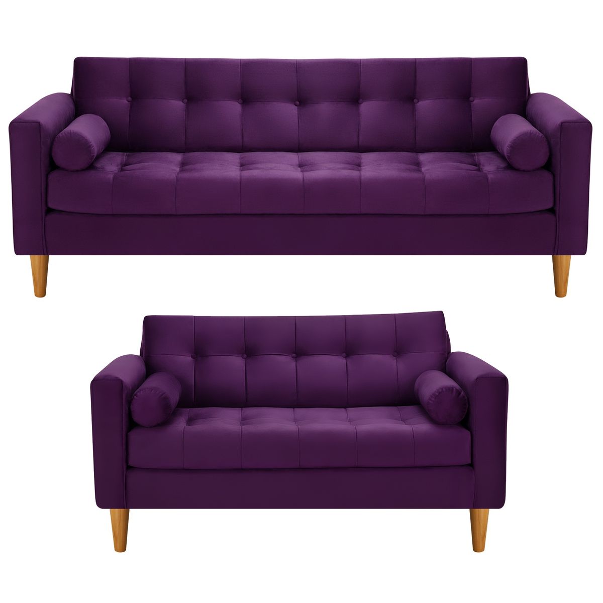 BODEVIR - Sofa Retro 3CG+2C Felpa 04 Morado