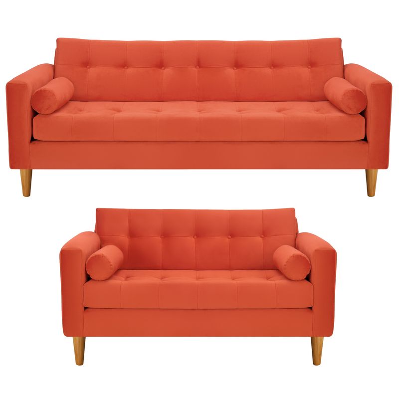 BODEVIR - Sofa Retro 3CG+2C Felpa 04 Naranja