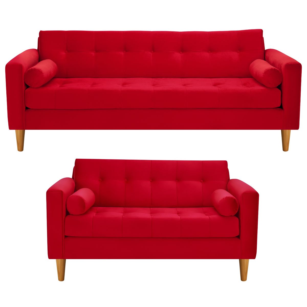 BODEVIR - Sofa Retro 3CG+2C Felpa 04 Rojo