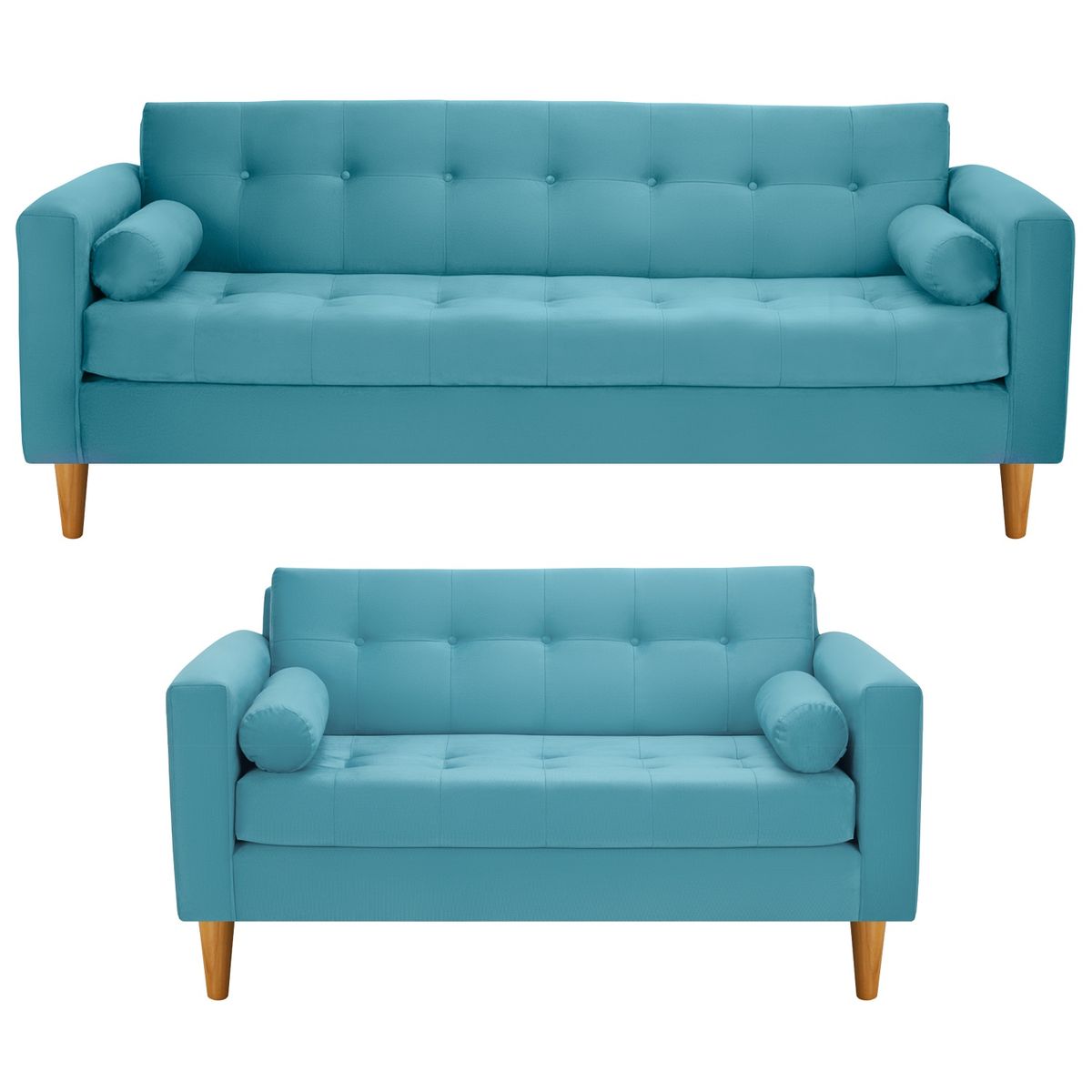 BODEVIR - Sofa Retro 3CG+2C Felpa 04 Turquesa