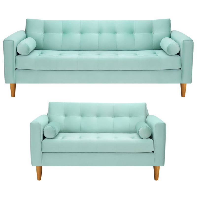 BODEVIR - Sofa Retro 3CG+2C Felpa 04 Verde Agua