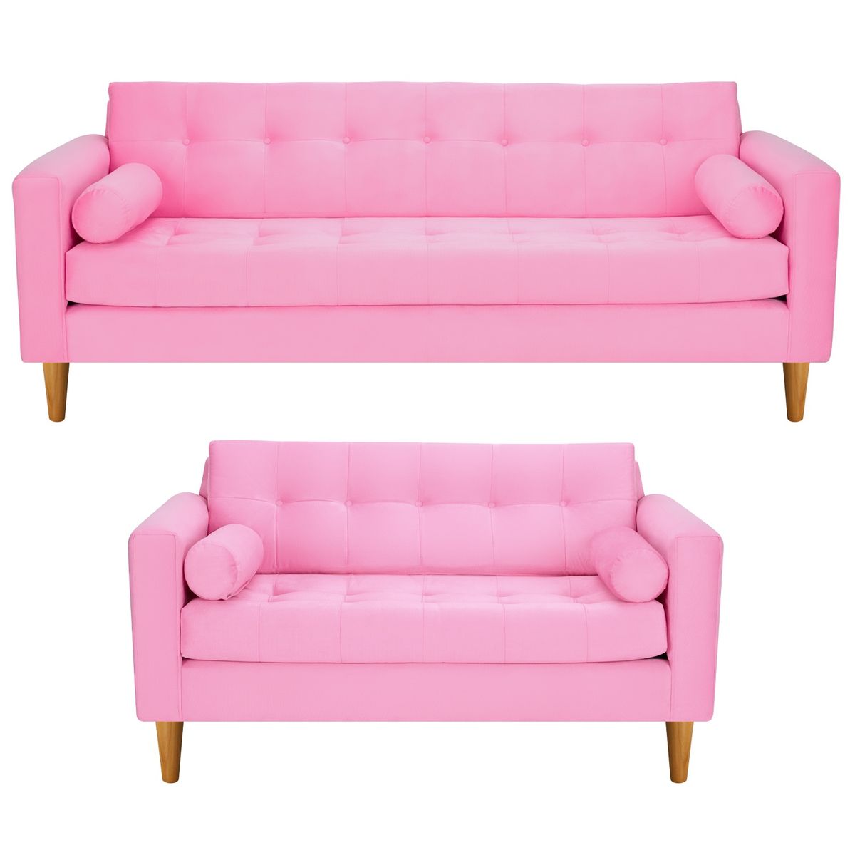 BODEVIR - Sofa Retro 3CG+2C Felpa 04 Rosado