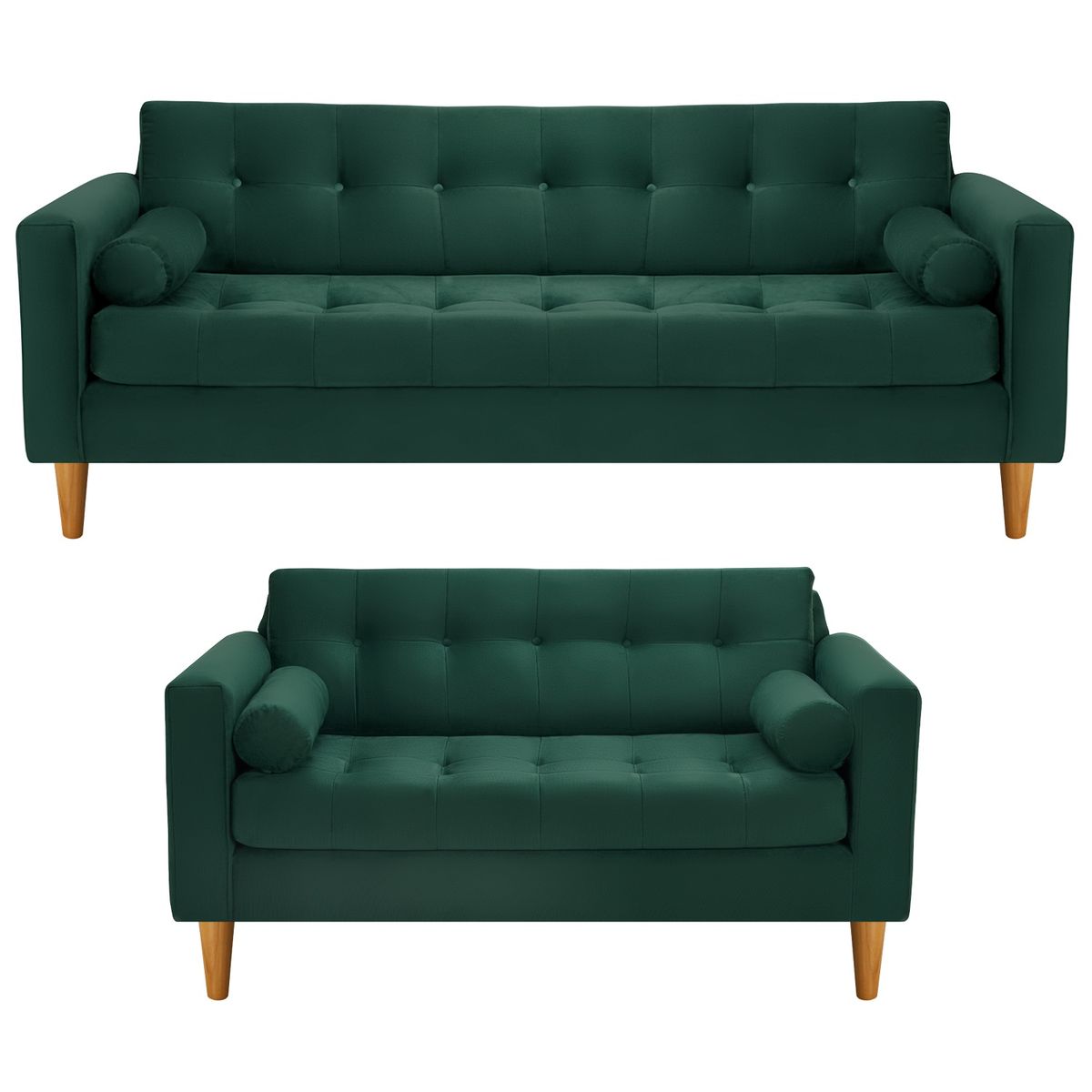 BODEVIR - Sofa Retro 3CG+2C Felpa 04 Verde Botella