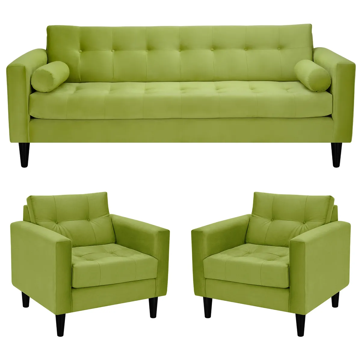 BODEVIR - Sofa Retro 3CG+1+1 Felpa 00 Pistacho