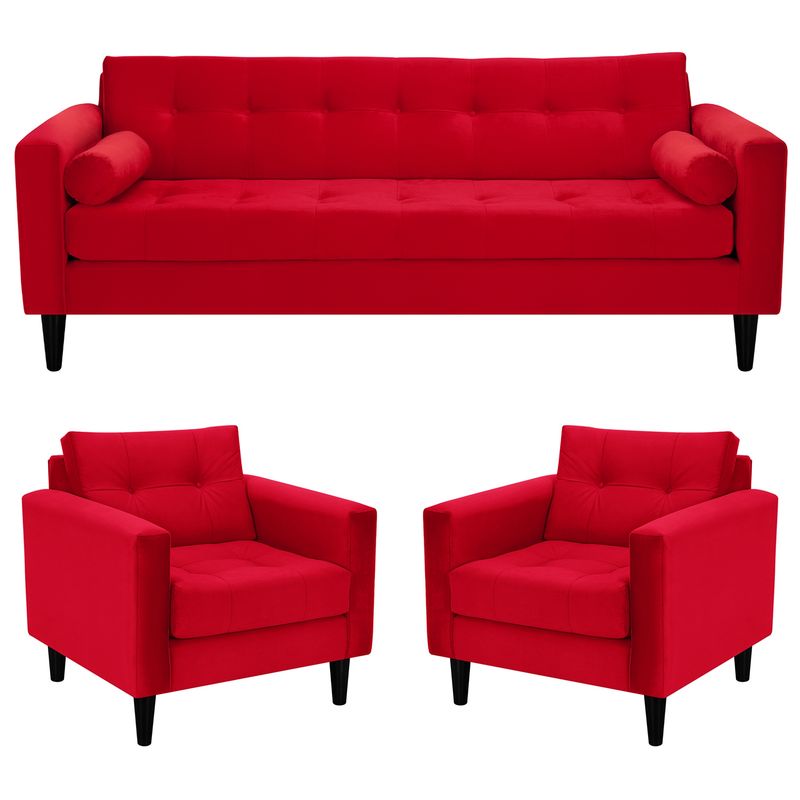 BODEVIR - Sofa Retro 3CG+1+1 Felpa 00 Rojo