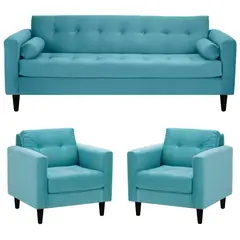 BODEVIR - Sofa Retro 3CG+1+1 Felpa 00 Turquesa