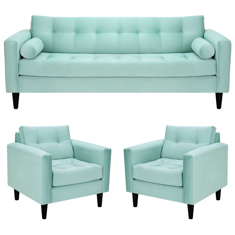 BODEVIR - Sofa Retro 3CG+1+1 Felpa 00 Verde Agua