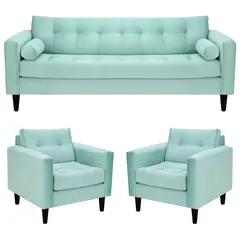 BODEVIR - Sofa Retro 3CG+1+1 Felpa 00 Verde Agua