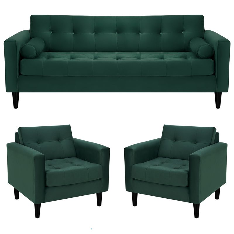 BODEVIR - Sofa Retro 3CG+1+1 Felpa 00 Verde Botella