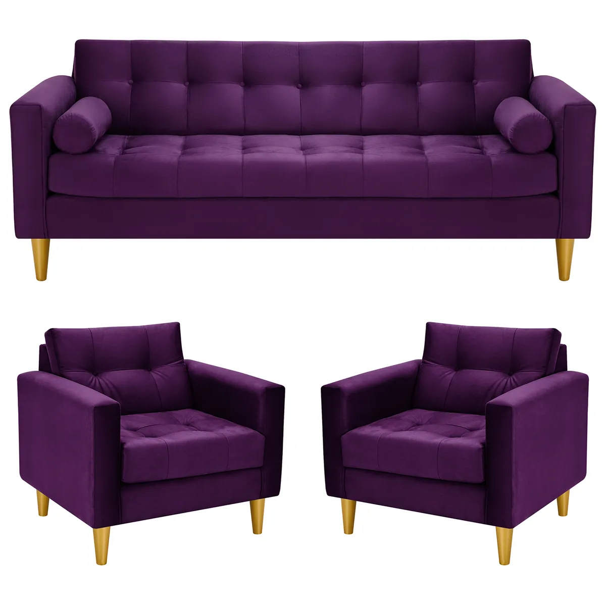 BODEVIR - Sofa Retro 3CG+1+1 Felpa 01 Morado