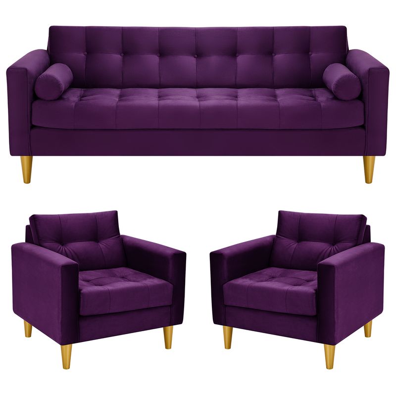 BODEVIR - Sofa Retro 3CG+1+1 Felpa 01 Morado
