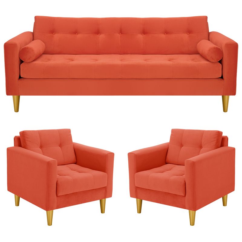 BODEVIR - Sofa Retro 3CG+1+1 Felpa 01 Naranja