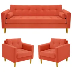 BODEVIR - Sofa Retro 3CG+1+1 Felpa 01 Naranja