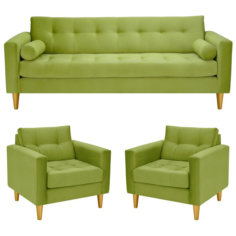 BODEVIR - Sofa Retro 3CG+1+1 Felpa 01 Pistacho