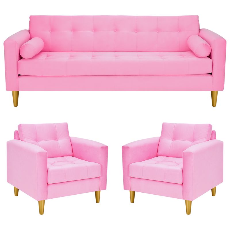 BODEVIR - Sofa Retro 3CG+1+1 Felpa 01 Rosado