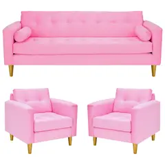 BODEVIR - Sofa Retro 3CG+1+1 Felpa 01 Rosado