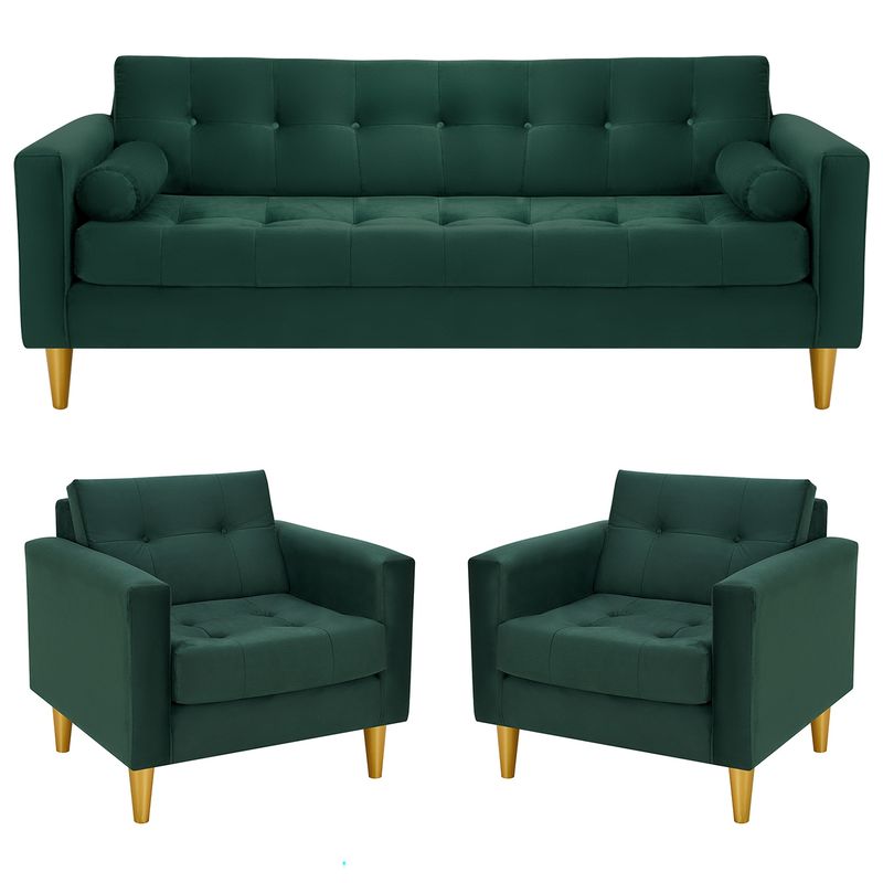 BODEVIR - Sofa Retro 3CG+1+1 Felpa 01 Verde Botella