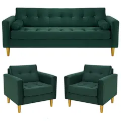 BODEVIR - Sofa Retro 3CG+1+1 Felpa 01 Verde Botella