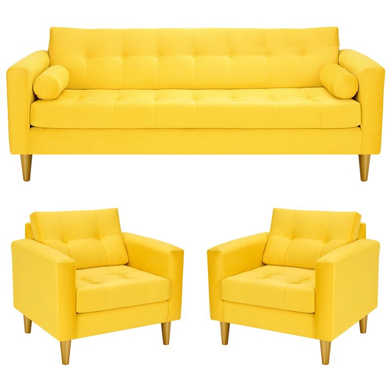 BODEVIR - Sofa Retro 3CG+1+1 Felpa 01 Amarillo