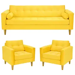 BODEVIR - Sofa Retro 3CG+1+1 Felpa 01 Amarillo