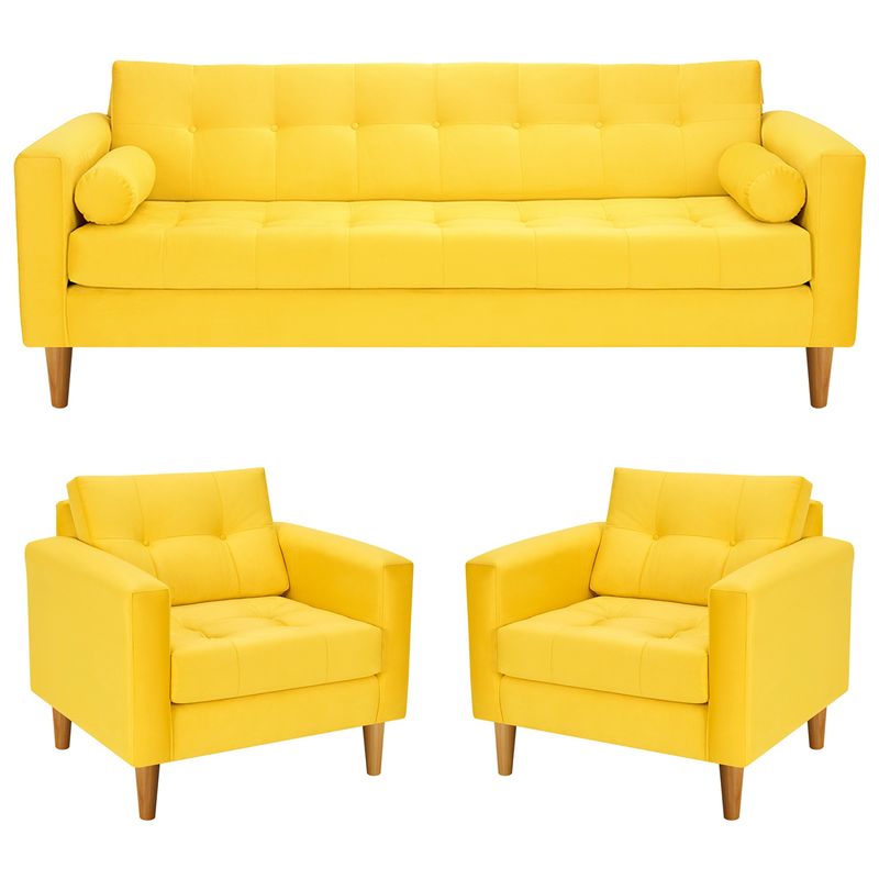 BODEVIR - Sofa Retro 3CG+1+1 Felpa 04 Amarillo
