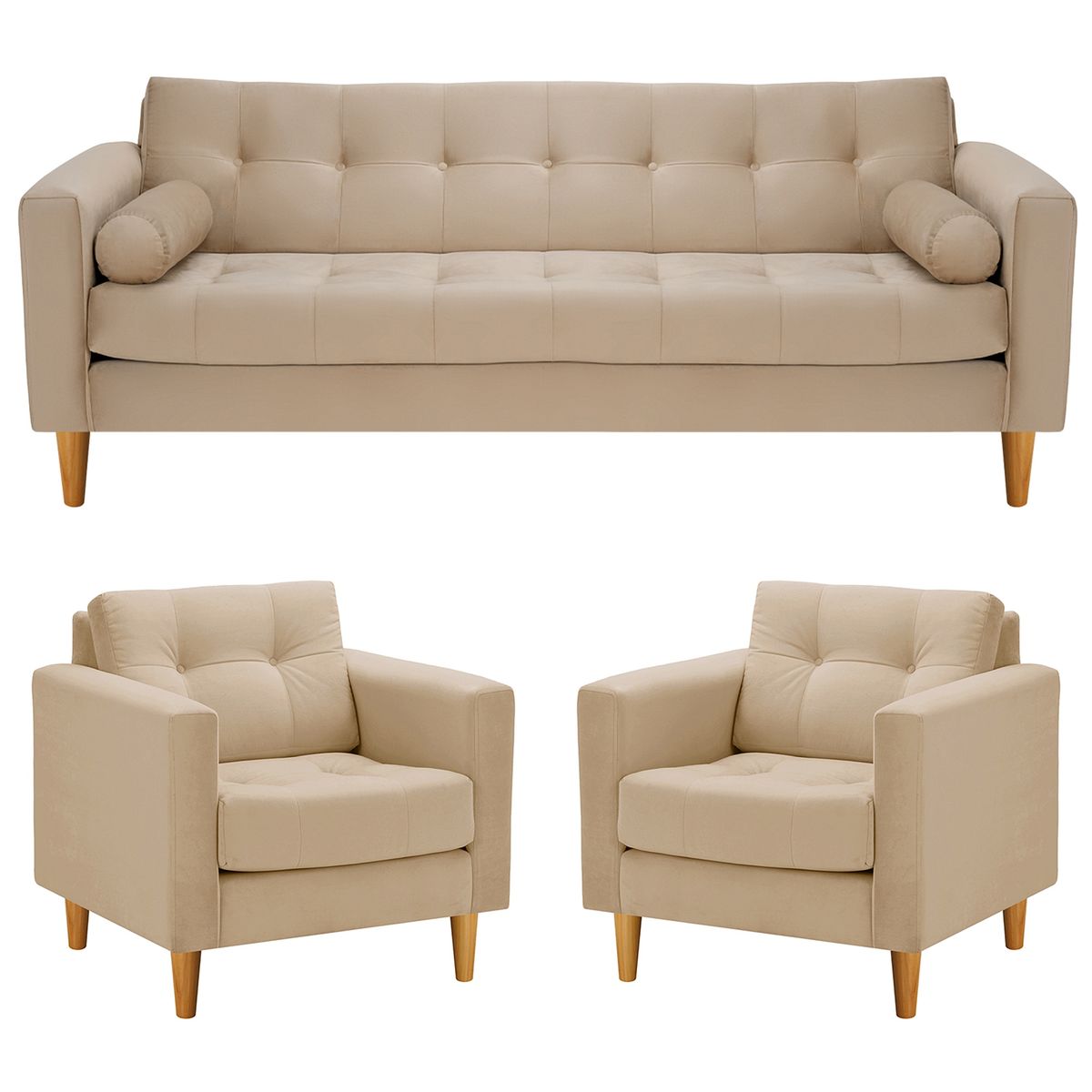 BODEVIR - Sofa Retro 3CG+1+1 Felpa 04 Beige