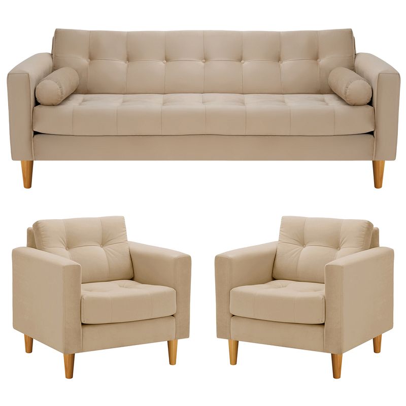 BODEVIR - Sofa Retro 3CG+1+1 Felpa 04 Beige