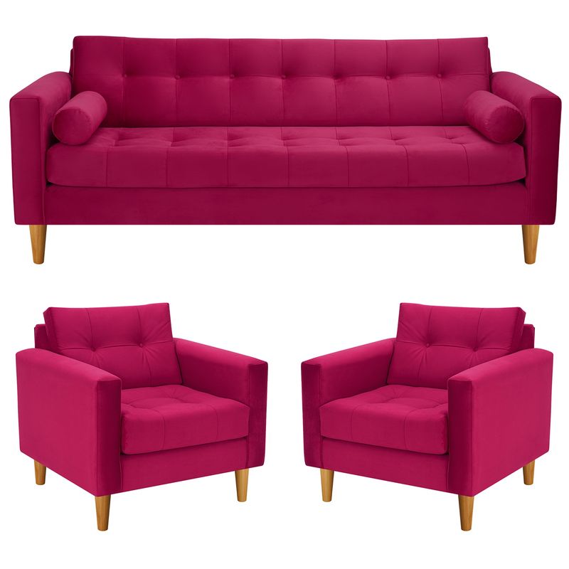 BODEVIR - Sofa Retro 3CG+1+1 Felpa 04 Burdeo