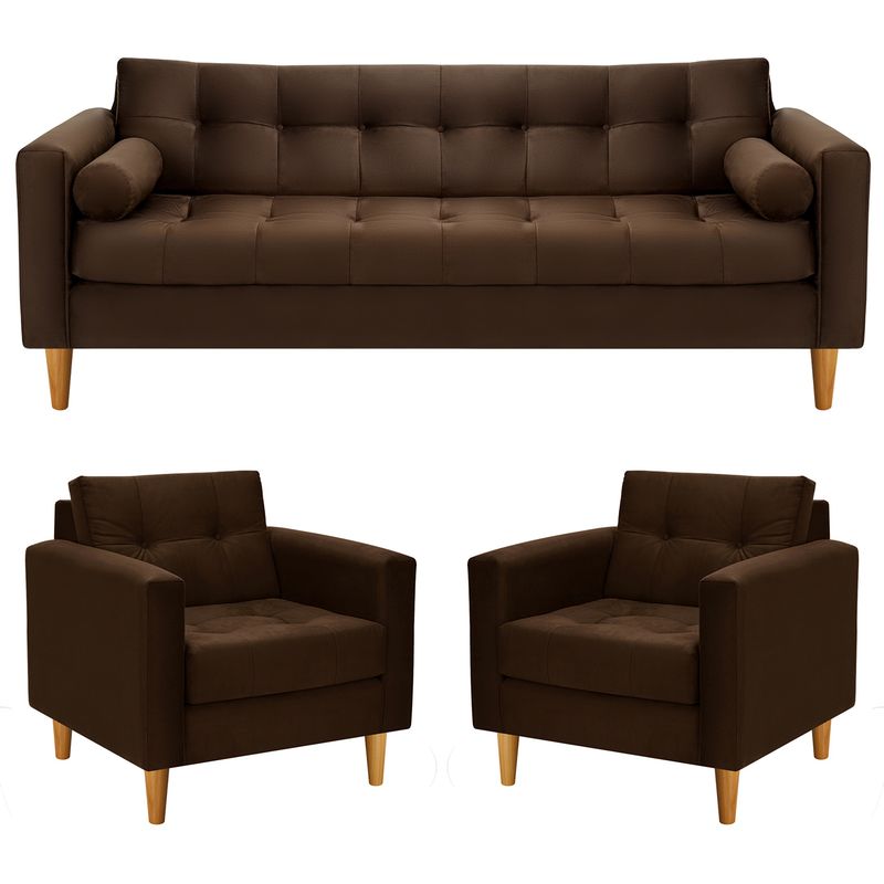 BODEVIR - Sofa Retro 3CG+1+1 Felpa 04 Chocolate