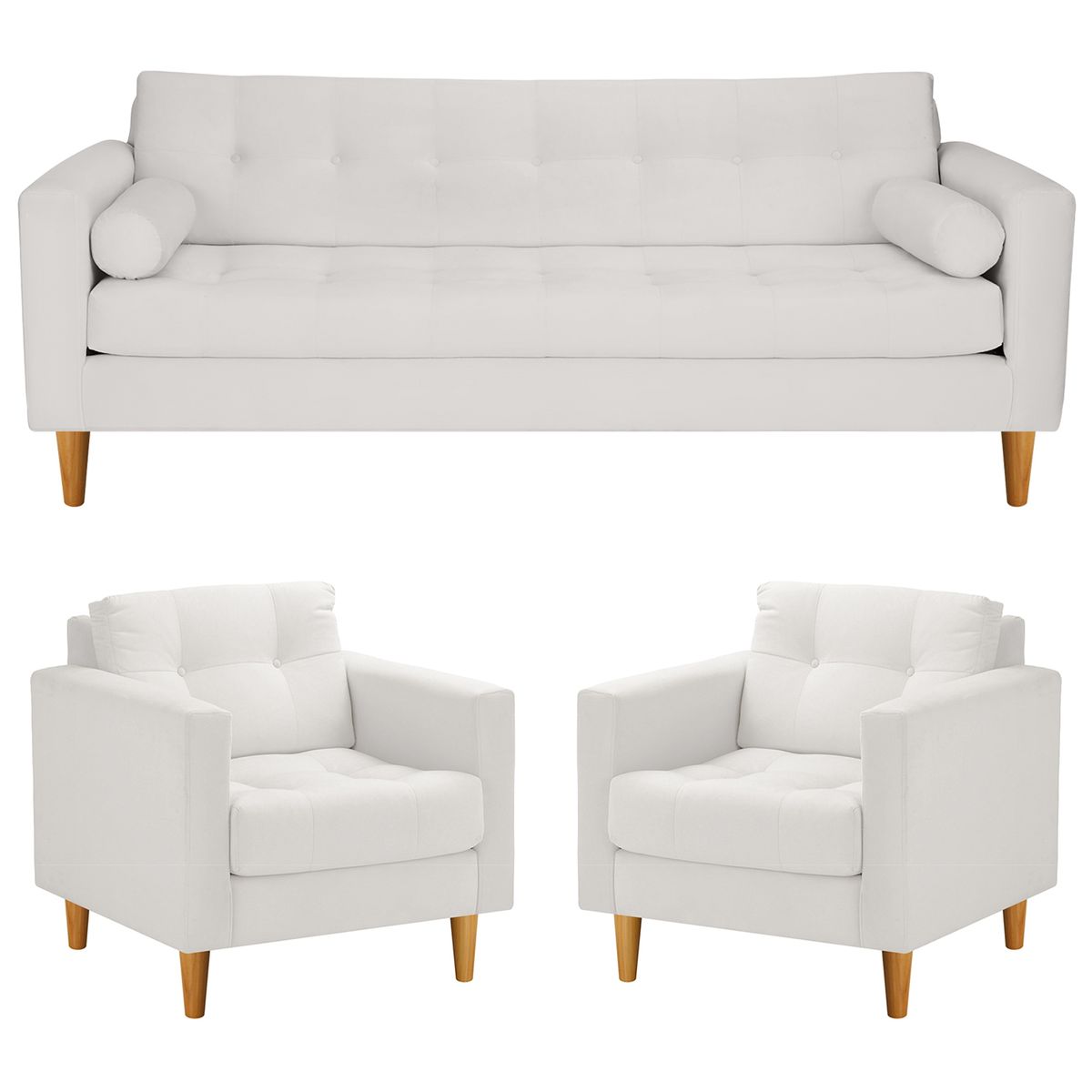 BODEVIR - Sofa Retro 3CG+1+1 Felpa 04 Crudo