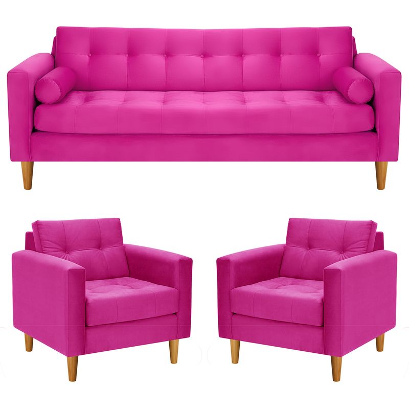 BODEVIR - Sofa Retro 3CG+1+1 Felpa 04 Fucsia