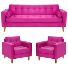 BODEVIR - Sofa Retro 3CG+1+1 Felpa 04 Fucsia