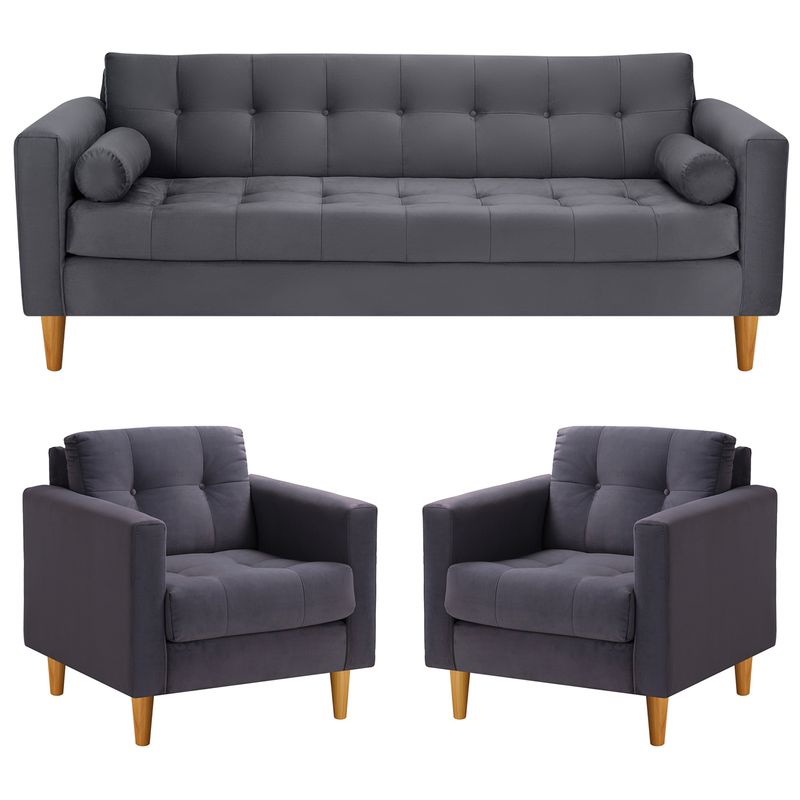 BODEVIR - Sofa Retro 3CG+1+1 Felpa 04 Gris