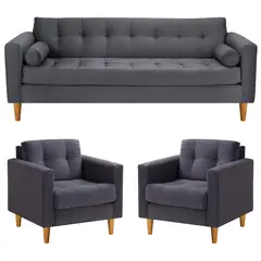 BODEVIR - Sofa Retro 3CG+1+1 Felpa 04 Gris