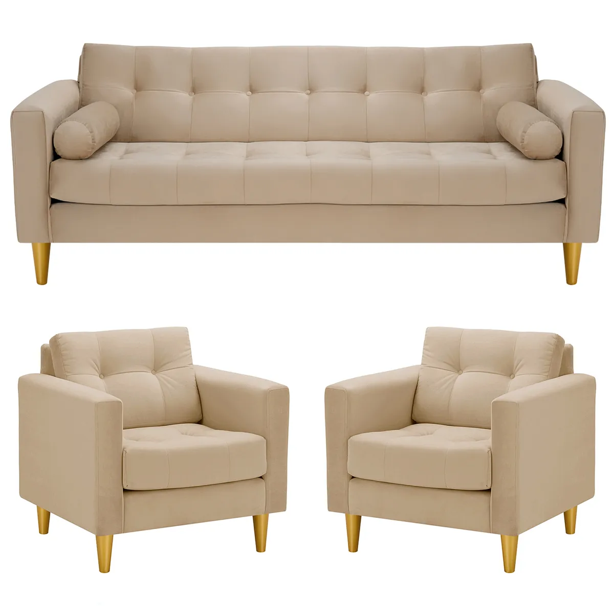 BODEVIR - Sofa Retro 3CG+1+1 Felpa 01 Beige