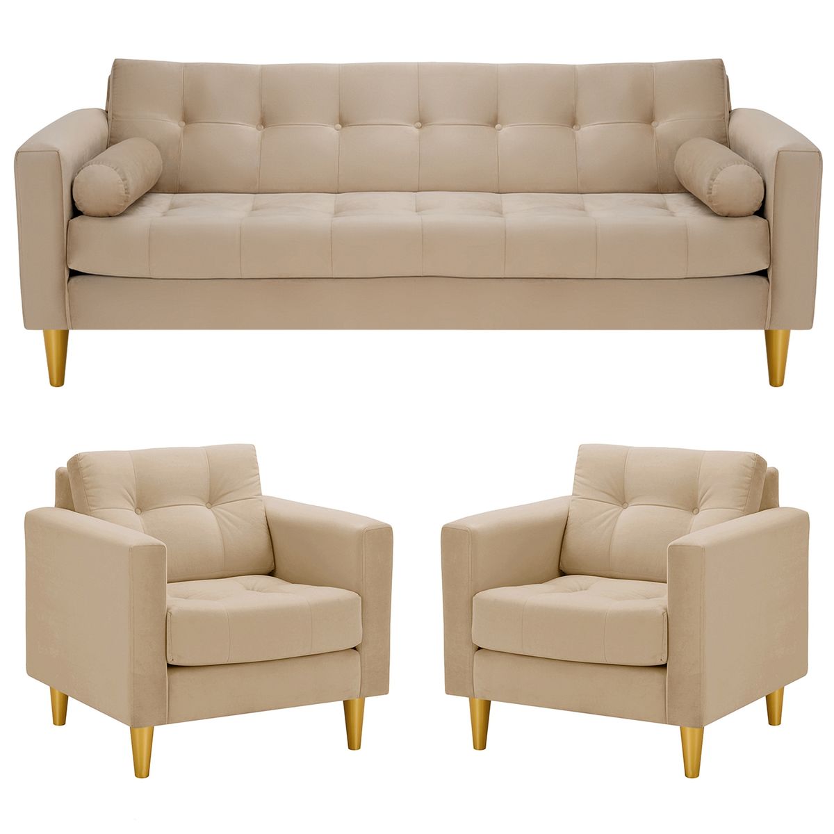 BODEVIR - Sofa Retro 3CG+1+1 Felpa 01 Beige