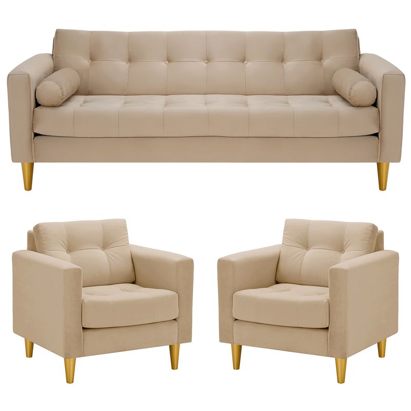 BODEVIR - Sofa Retro 3CG+1+1 Felpa 01 Beige