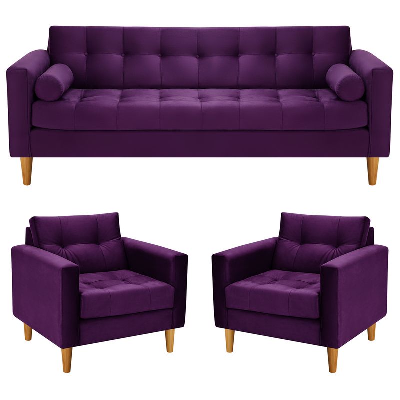 BODEVIR - Sofa Retro 3CG+1+1 Felpa 04 Morado