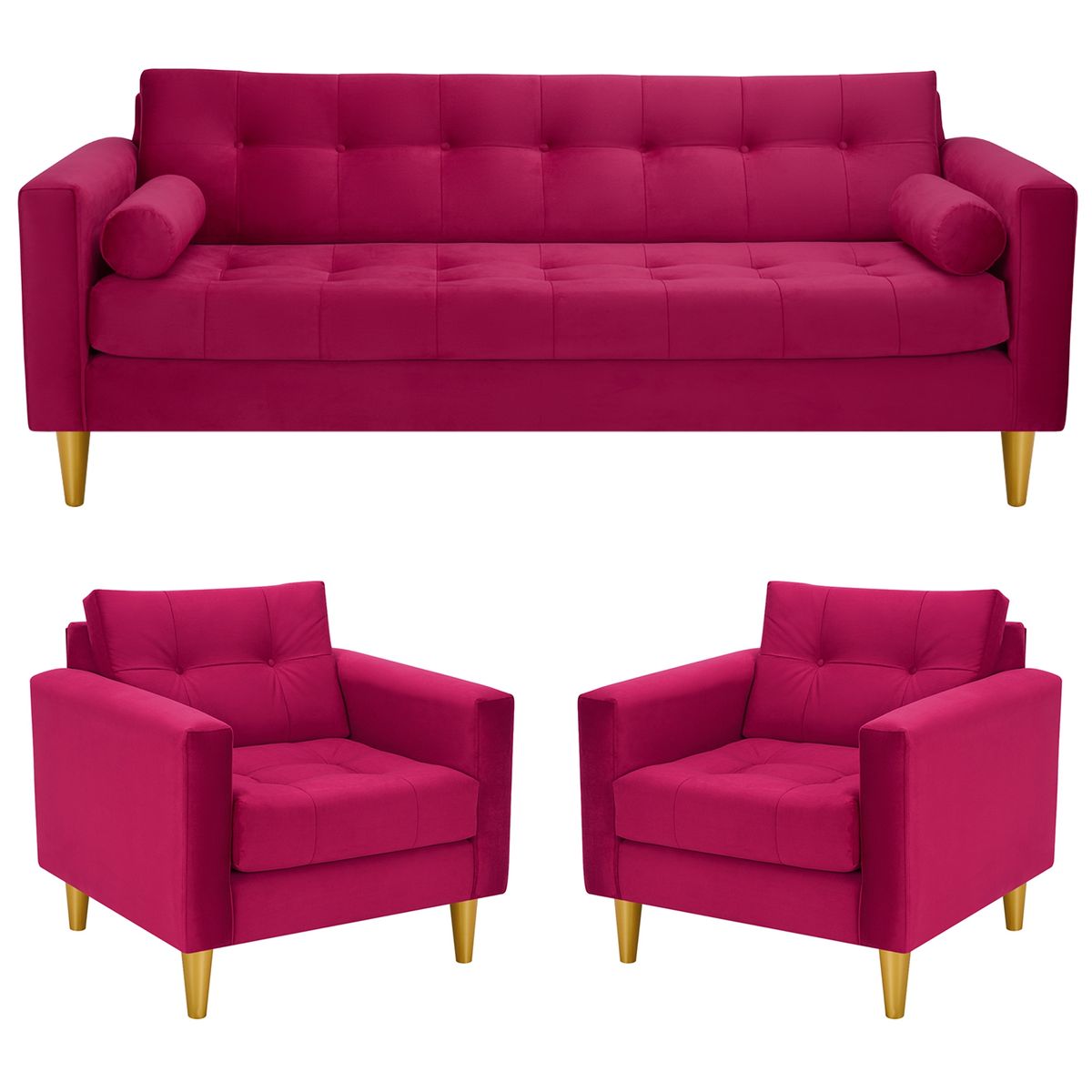 BODEVIR - Sofa Retro 3CG+1+1 Felpa 01 Burdeo