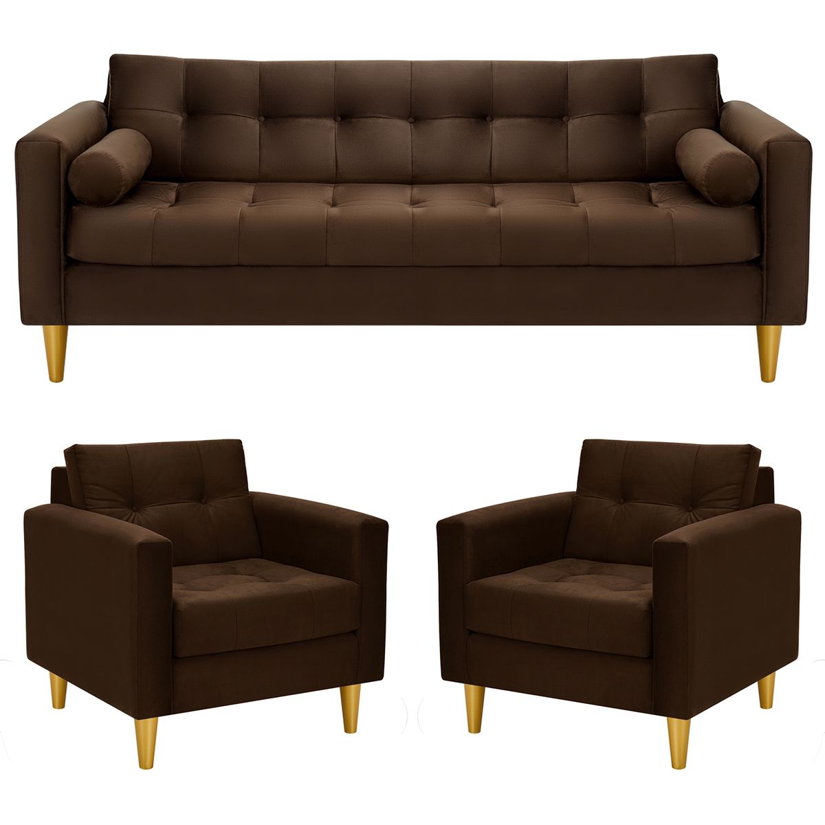 BODEVIR - Sofa Retro 3CG+1+1 Felpa 01 Chocolate