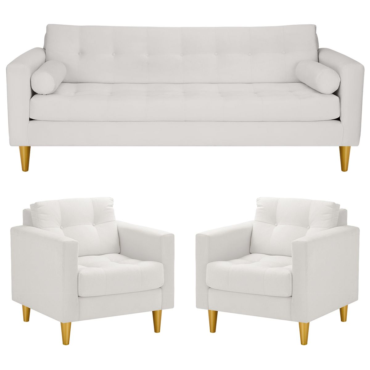 BODEVIR - Sofa Retro 3CG+1+1 Felpa 01 Crudo