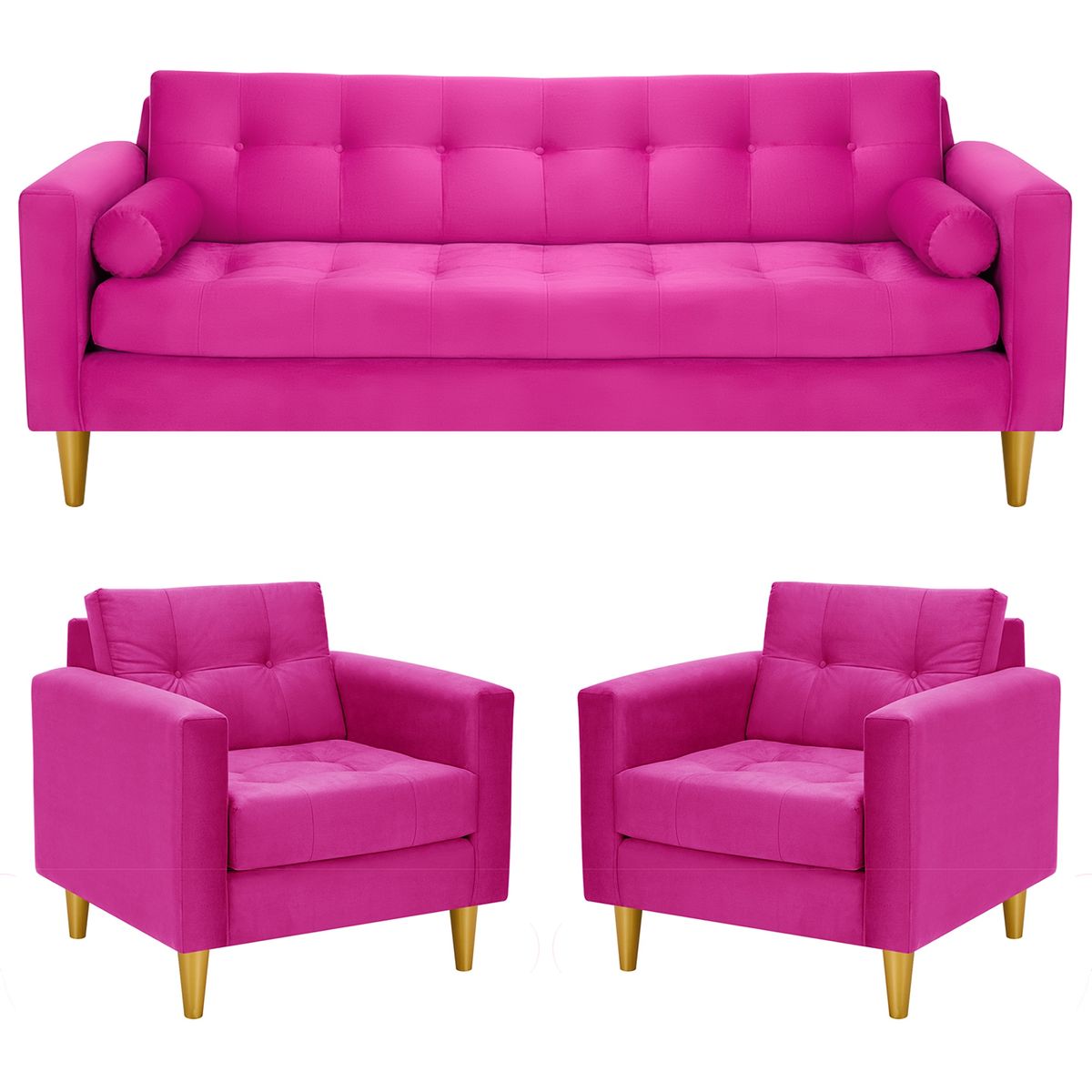 BODEVIR - Sofa Retro 3CG+1+1 Felpa 01 Fucsia
