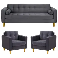 BODEVIR - Sofa Retro 3CG+1+1 Felpa 01 Gris