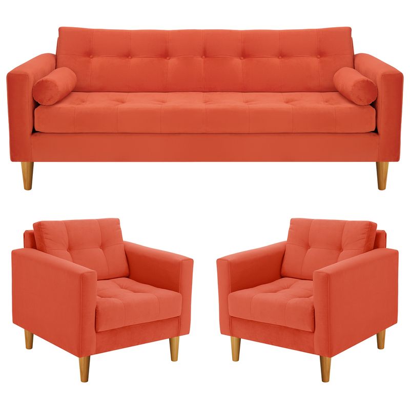 BODEVIR - Sofa Retro 3CG+1+1 Felpa 04 Naranja
