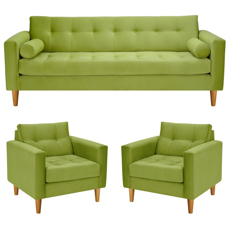 BODEVIR - Sofa Retro 3CG+1+1 Felpa 04 Pistacho